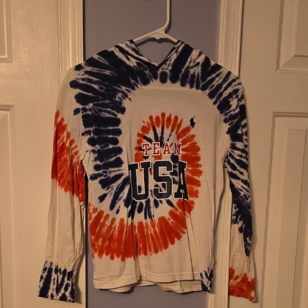 Polo by Ralph Lauren Kids Tie-Dye Hoodie - Navy, Orange, and White